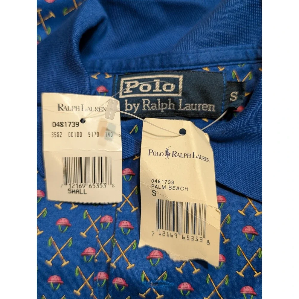 NWT Polo Ralph Lauren Mens Small‎ Custom Fit Polo Shirt Palm Beach Mallet/Helmet